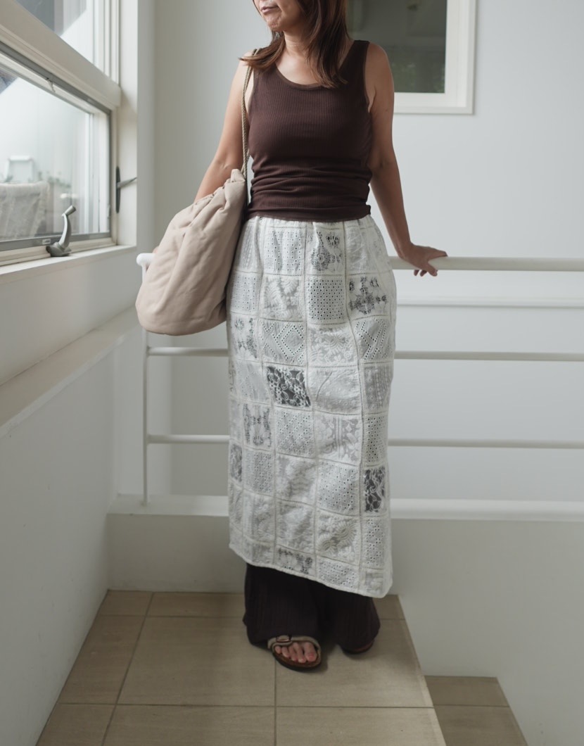 <select>patchwork lace skirt
