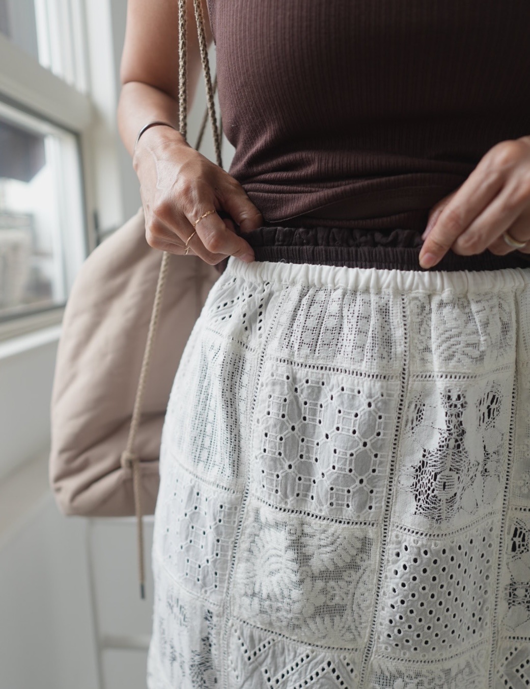 <select>patchwork lace skirt