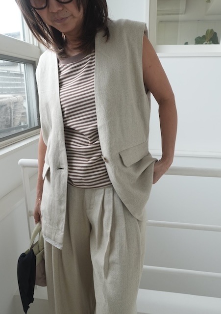 ＜select＞linen mix gilet