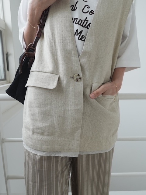 ＜select＞linen mix gilet