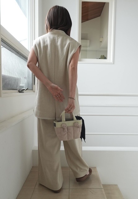 ＜select＞linen mix tuck pants