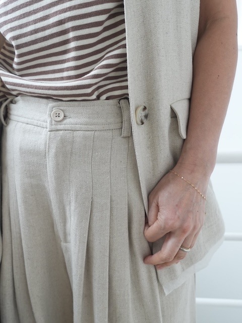 ＜select＞linen mix tuck pants