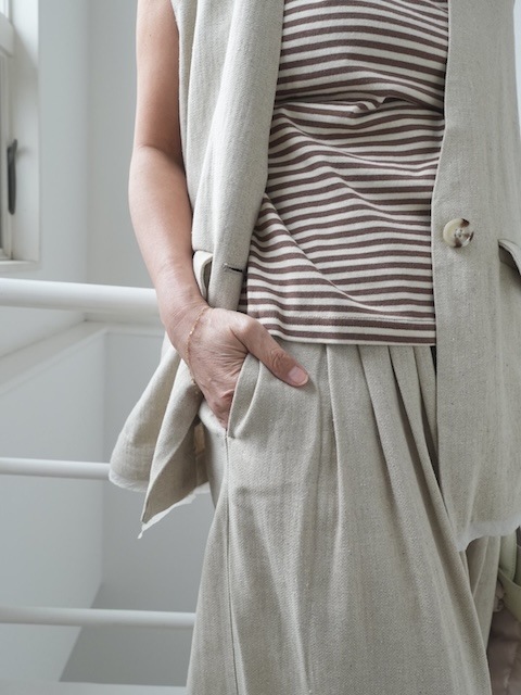 ＜select＞linen mix tuck pants