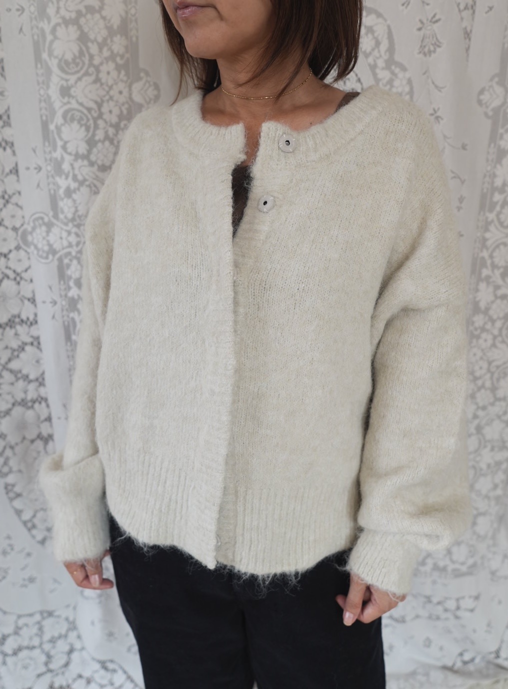 ＜select＞shaggy knit 2way cardigan