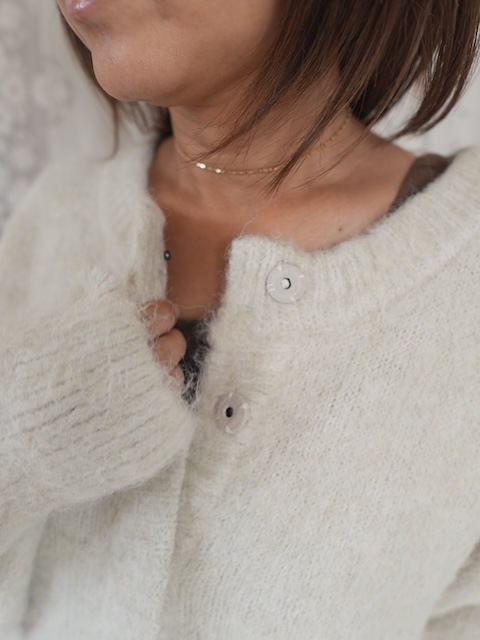 ＜select＞shaggy knit 2way cardigan