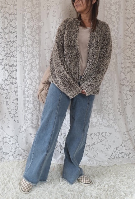 ＜select＞eco fur fluffy cardigan