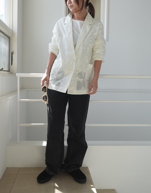 ＜select＞sheer embroidery jacket