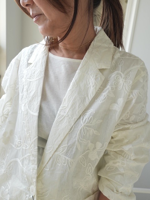 ＜select＞sheer embroidery jacket