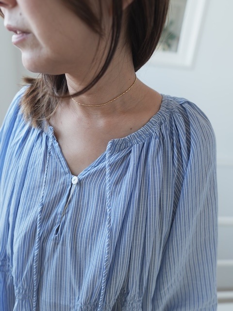 ＜select＞stripe gather dress