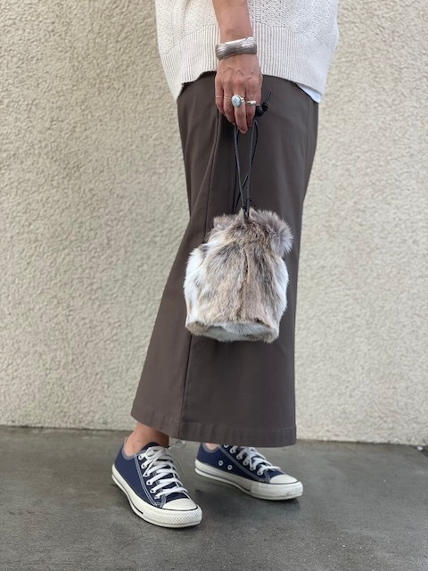 ＜helen moore＞drawstring vegan fur porch
