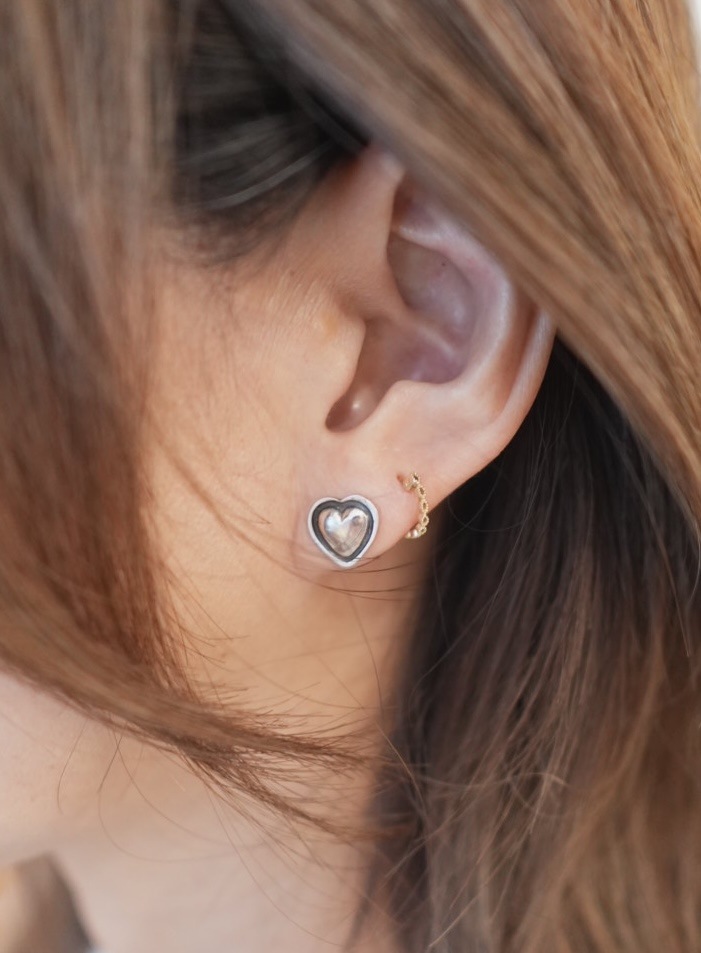 ＜Indian Jewelry＞silver heart plate pierce