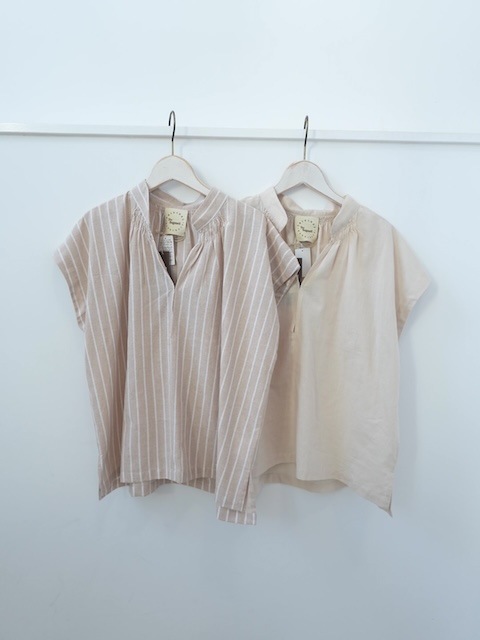 ＜select＞linen mix french sleeve blouse