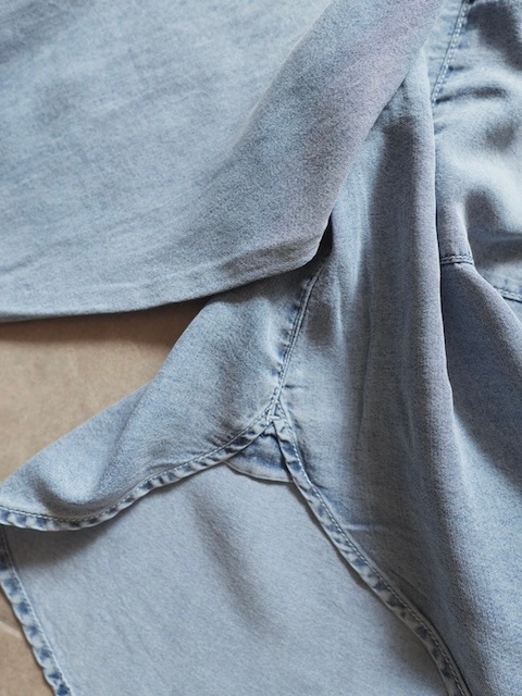 ＜select＞tencel denim shirring cuff hirt
