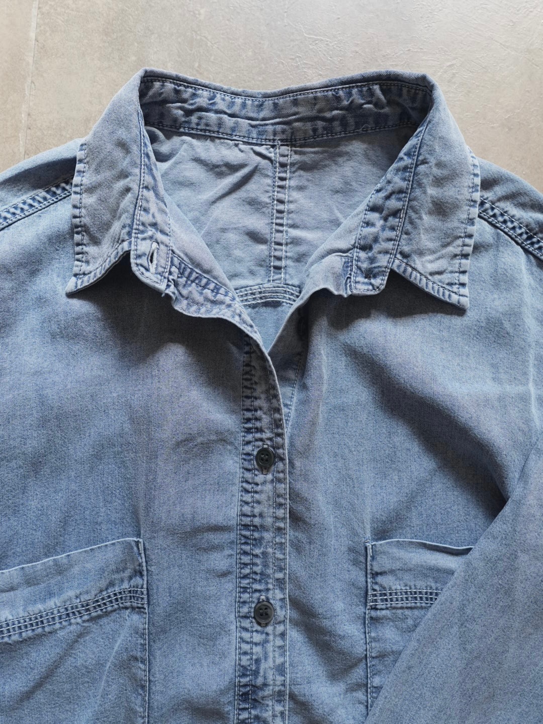 ＜select＞tencel denim shirring cuff hirt