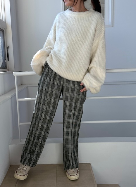 ＜GBLUE＞wool like center press pants