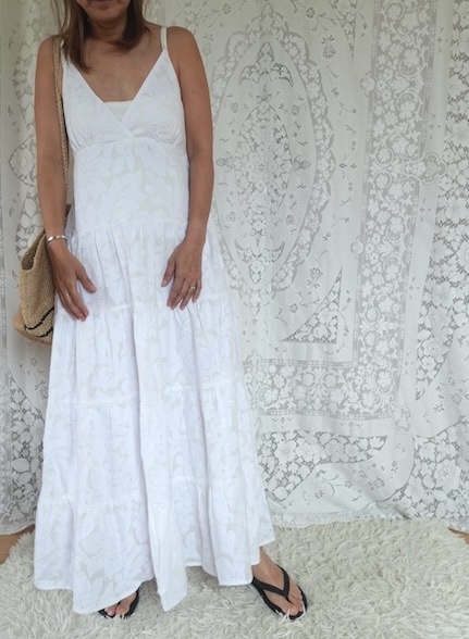 ＜select＞jacquard tierred dress