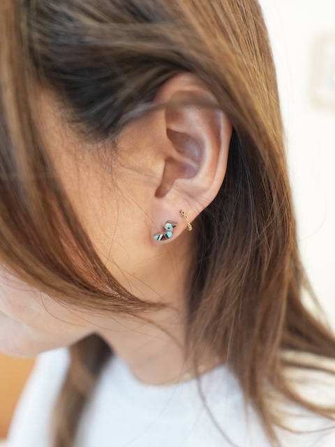 ＜Indian Jewelry＞bird Inlay pierce