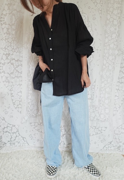 ＜select＞india cotton volume sleeve blouse