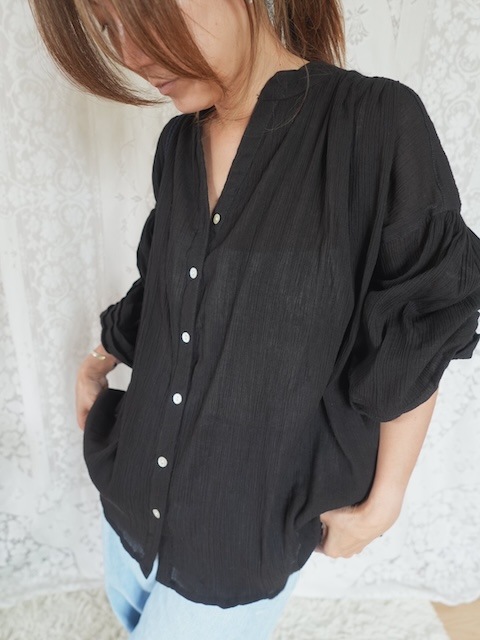 ＜select＞india cotton volume sleeve blouse
