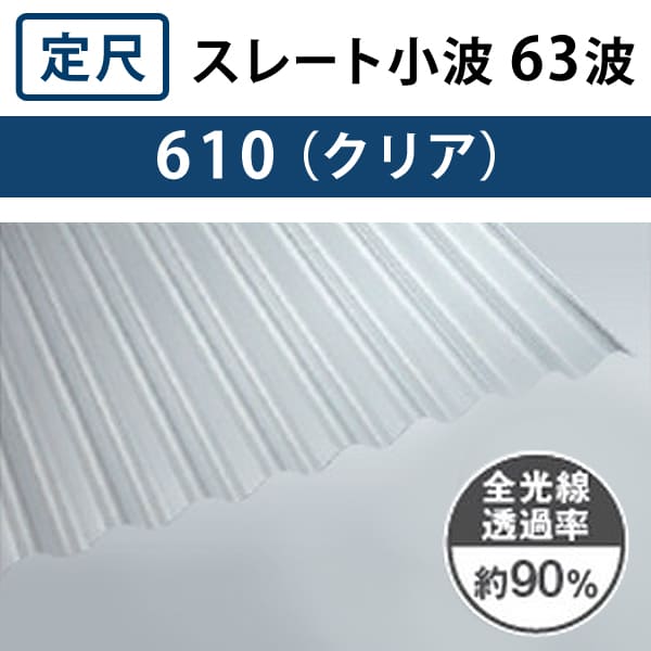 クリア スレート小波 63波 ポリカ波板 1.0mm厚 幅720mm 長さ6~10尺 クリア スレート小波 63波 ポリカ波板 1.0mm厚 幅720mm 長さ6~10尺