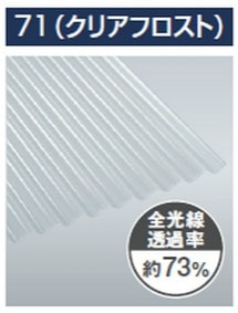 クリアフロスト 鉄板小波 32波 硬質塩ビ波板 0.8mm厚 幅655mm 長さ6 