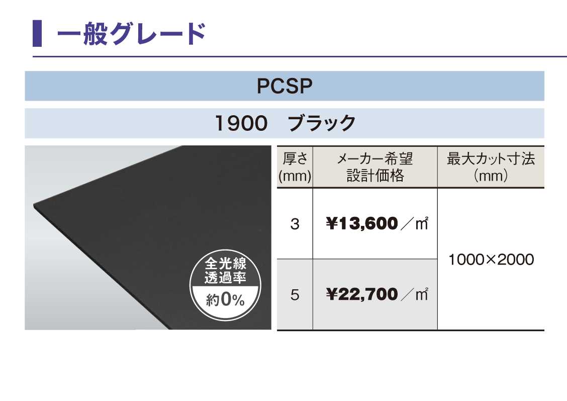PCSP-1900��3mm�����֥�å������̥��졼�ɡ��ݥꥫʿ�ġ��������󥷡������������������åȡ�0.5m2��2.0m2��11,660��/m2���ǹ�)