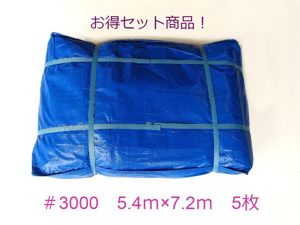 ブルーシート #3000 厚手 5.4m×7.2m お得なケース商品 5枚入 