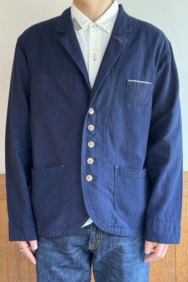 Blue Trick デニム テーラードジャケット インディゴ XL岡山 BlueTrick】 テーラードジャケット インディゴパッチ