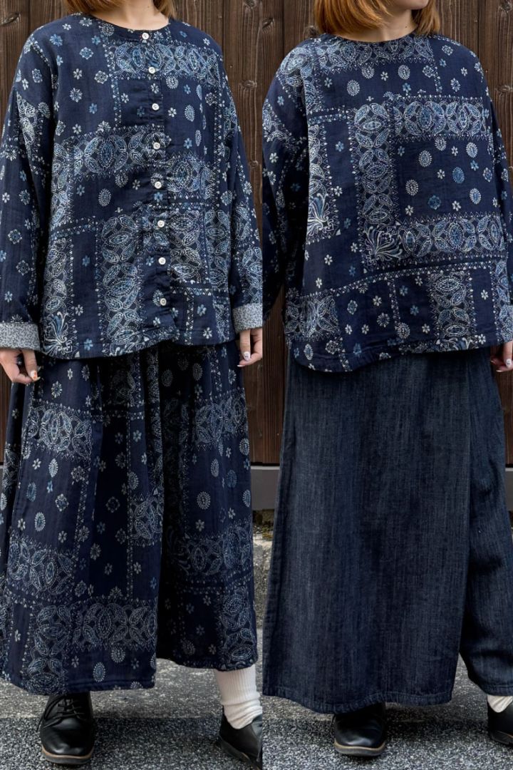 【BlueTrick】 2Wayブラウス IDWガーゼ バンダナ