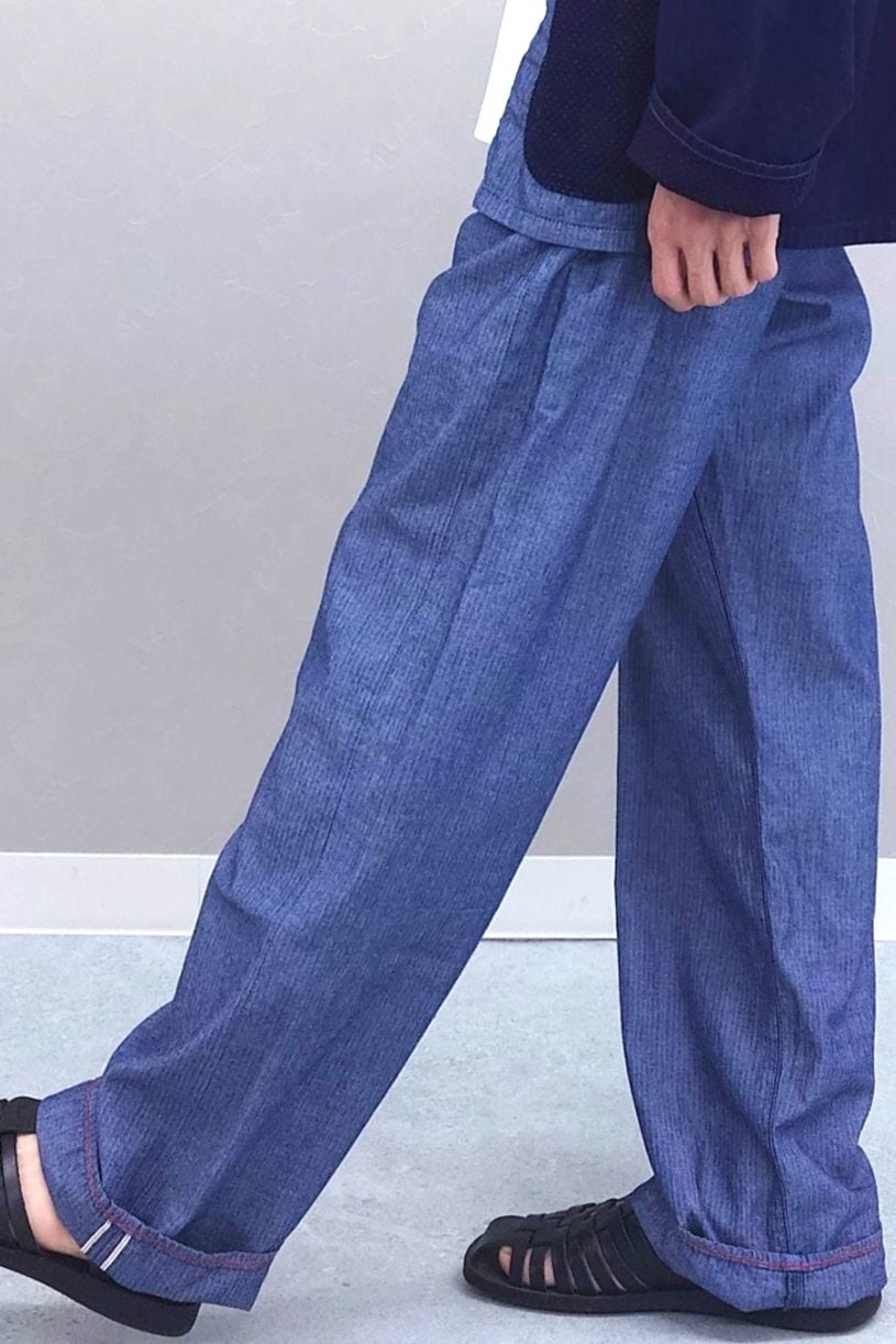ヘリンボンセルビッチ ストレートパンツ