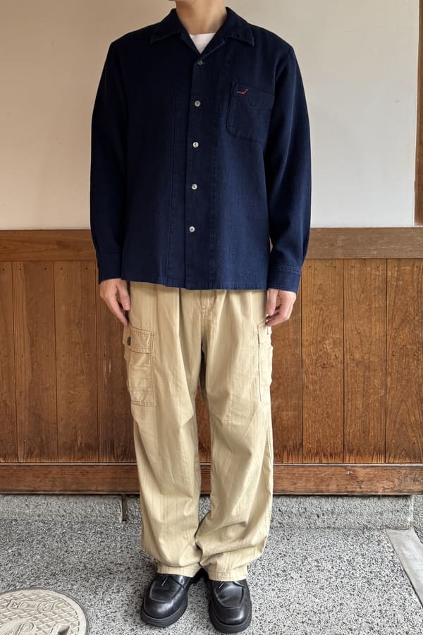 【BlueTrick】 開襟シャツ IDワッフル(メンズ)