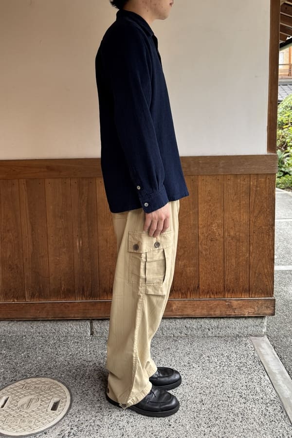 【BlueTrick】 開襟シャツ IDワッフル(メンズ)