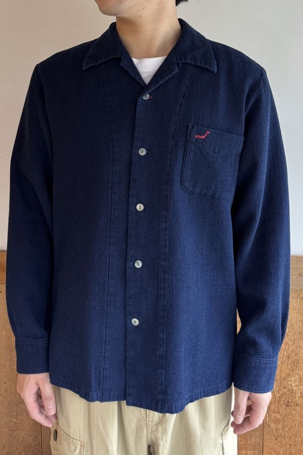 【BlueTrick】 開襟シャツ IDワッフル(メンズ)