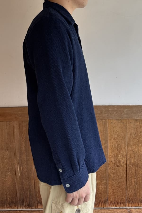 【BlueTrick】 開襟シャツ IDワッフル(メンズ)