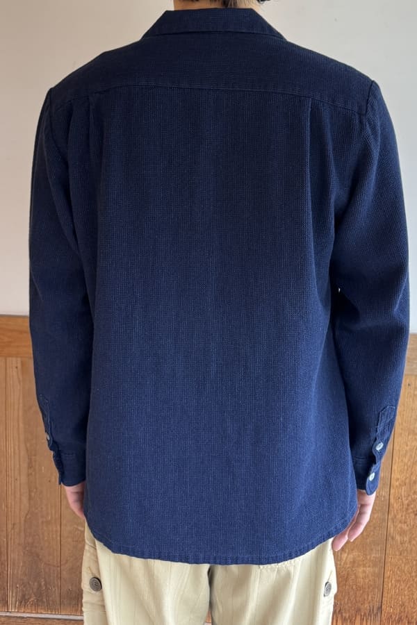 【BlueTrick】 開襟シャツ IDワッフル(メンズ)