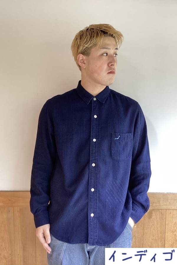 Blue Trick】メンズ台衿シャツ ダックパッチ ID／キナリ | シャツ