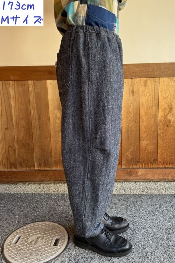 BlueTrick】 ヘリンボンネップバルーンパンツ インディゴ（ユニ