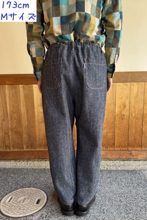 【BlueTrick】 ヘリンボンネップバルーンパンツ インディゴ(ユニセックス)