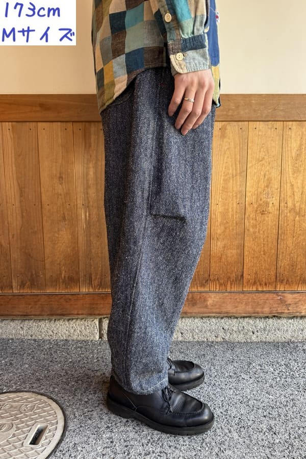 【BlueTrick】 ヘリンボンネップバルーンパンツ インディゴ(ユニセックス)