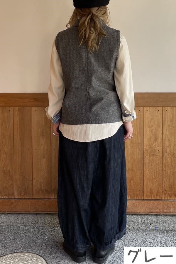 【BlueTrick】ジャズネップへリンボン ショールカラーベスト (ユニセックス)