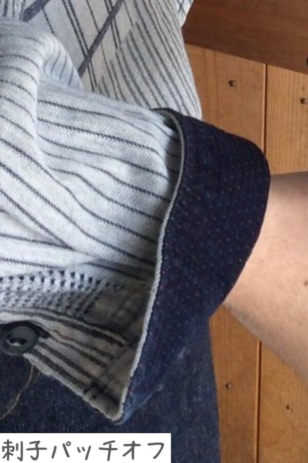 BlueTrick】 メンズワークシャツ 刺子パッチ ID/オフ（メンズ