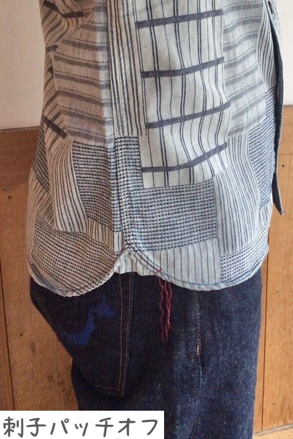 BlueTrick】 メンズワークシャツ 刺子パッチ ID/オフ（メンズ