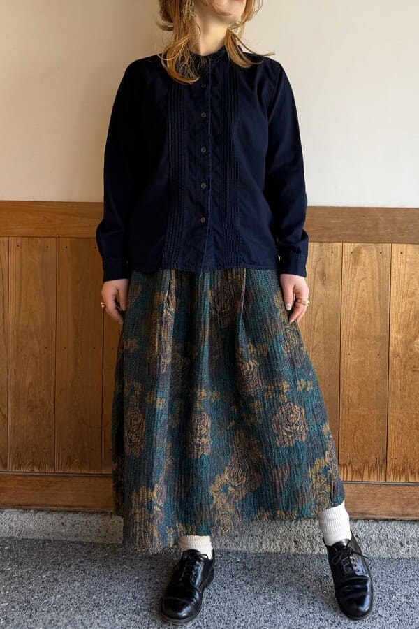 ARTS&SCIENCE 0221-L6179-0094 pin tuck shirts ノーカラーピンタック ブラウス シャツ 22SS イエロー アーツ&サイエンス 4-0819M 240139 BlueTrick】ピンタックブラウス（レディース） | シャツ