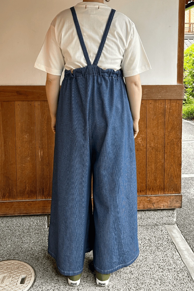 BlueTrick】 サロペットワイドパンツ ピンストライプ（レディース