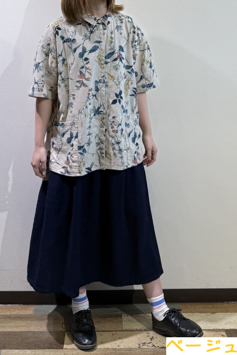 【BlueTrick】 ボタニカル半袖ゆるシャツ(レディース)