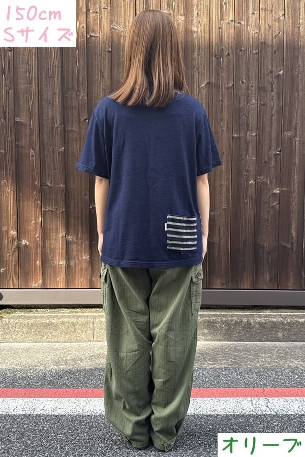 【BlueTrick】 IDニットボーダー半袖Tシャツ ベージュ/オリーブ(ユニセックス)
