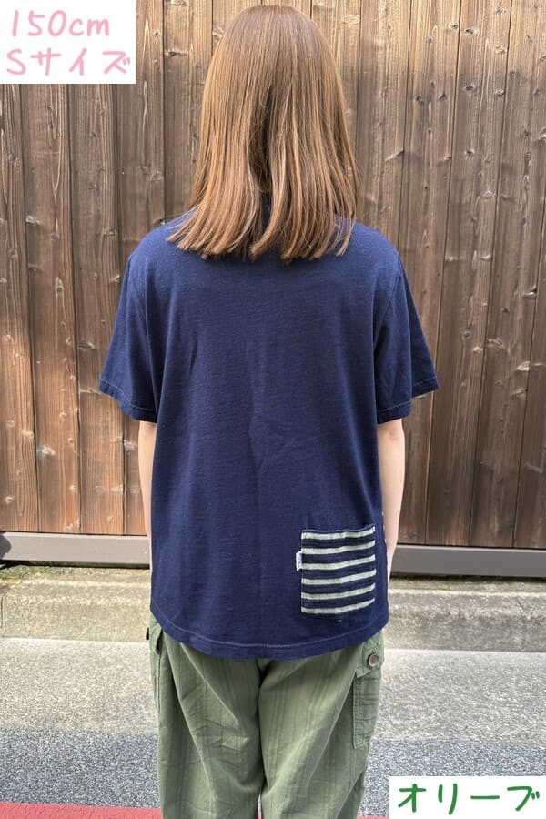 【BlueTrick】 IDニットボーダー半袖Tシャツ ベージュ/オリーブ(ユニセックス)