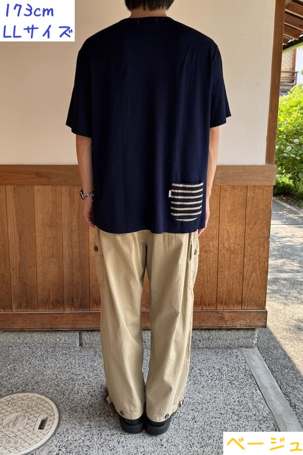 BlueTrick】 IDニットボーダー半袖Tシャツ ベージュ/オリーブ