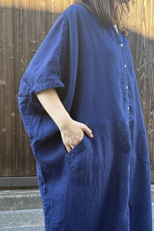 BlueTrick】 スキッパーワンピース IDリネン（レディース