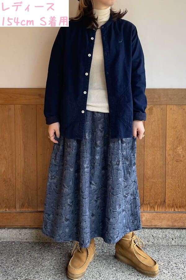 【BlueTrick】 バンドシャツジャケット インディゴWフェイス(ユニセックス)